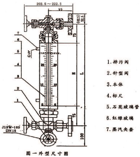 高溫高壓鍋爐液位計結(jié)構外形圖